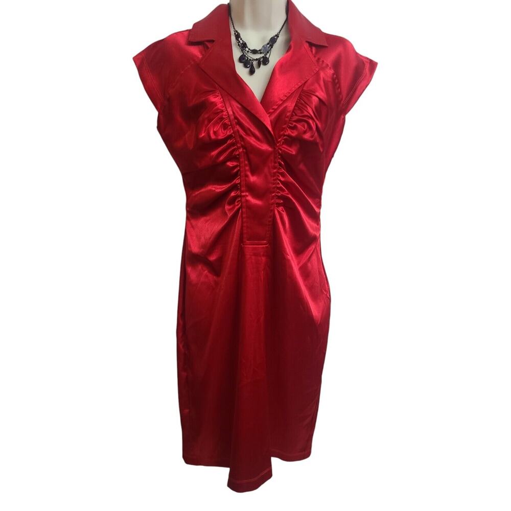 Ruby Rox Dress Y2K Vintage Red Sateen Sz 7 Holiday Christmas